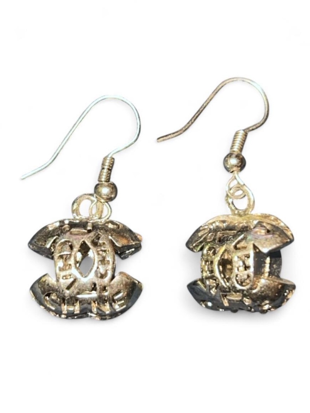 Silver Tone Estate Dangle Earrings